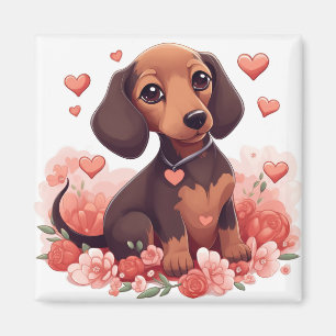Cute Dachshund Puppy met hart Magneet