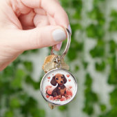 Cute Dachshund Puppy met hart Sleutelhanger (Hand)