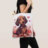 Cute Dachshund Puppy met hart Tote Bag (Dichtbij)
