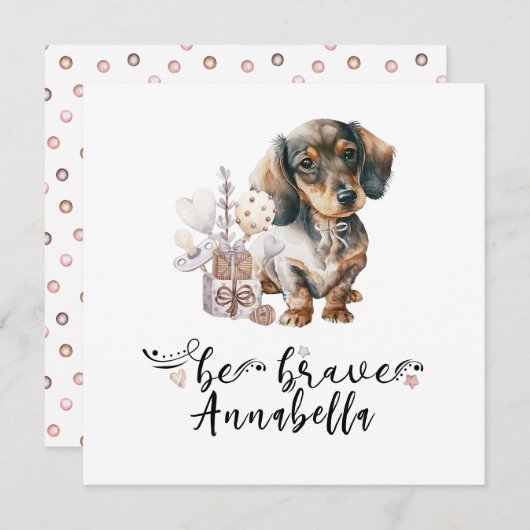 Cute Dachshund puppy met rattle quote dapper Kaart (Voorkant / Achterkant)