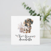 Cute Dachshund puppy met rattle quote dapper Kaart (Staand voorkant)