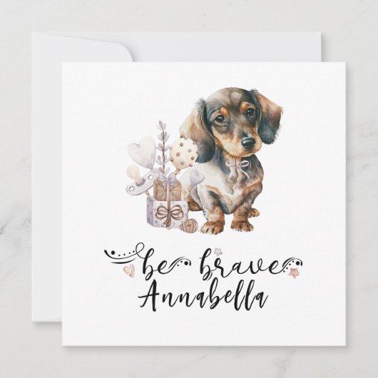 Cute Dachshund puppy met rattle quote dapper Kaart (Voorkant)