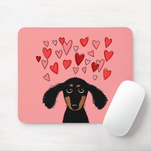 Cute Dachshund Puppy met Valentijn Hearts Muismat (Met muis)