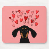 Cute Dachshund Puppy met Valentijn Hearts Muismat (Voorkant)