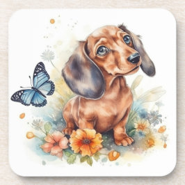 Cute Dachshund Puppy Waterverf Bier Onderzetter