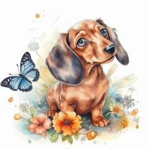Cute Dachshund Puppy Waterverf