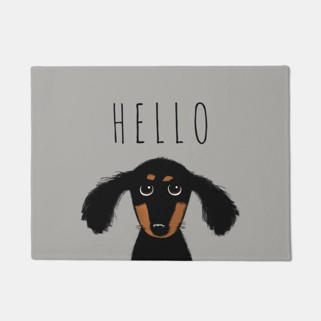 Cute Dachshund Puppy | Wiener Dog Hallo Doormat Deurmat (Voorkant)