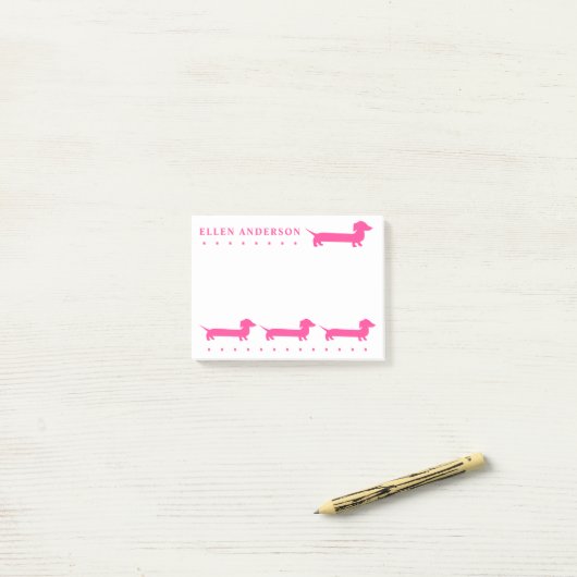 Cute Dachshund roze kleuren en teksten Post-it® Notes (Op bureau)