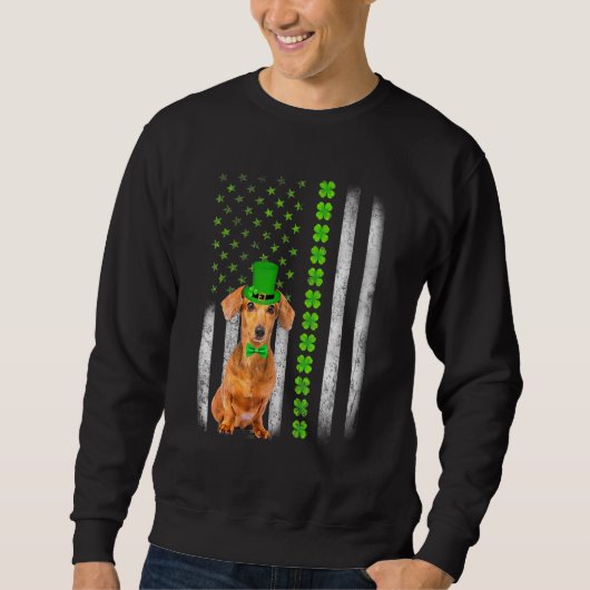 Cute Dachshund Saint Patrick S Day American Flag D Trui (Voorkant)