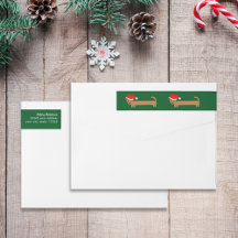 Cute dachshund Santa Hat Funny Xmas Return Address