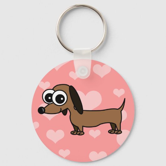 Cute Dachshund Sleutelhanger - Roze (Voorkant)