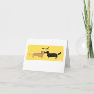 Cute Dachshund Smooch   Wiener Dogs Love Kaart