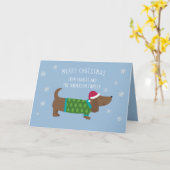 Cute Dachshund Snowflake Cartoon Kerstmis Kaart (Gele Bloem)