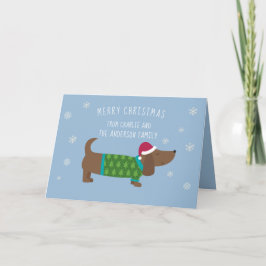 Cute Dachshund Snowflake Cartoon Kerstmis Kaart
