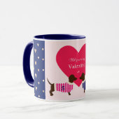 Cute Dachshund Valentijn Dog Heart Monogram Fun Mok (Voorkant links)