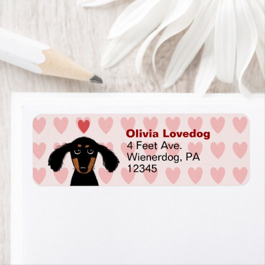 Cute Dachshund Valentijn Love Return Address Etiket (Insitu)