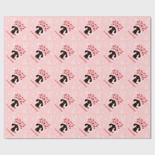 Cute Dachshund Valentijn Pattern met Custom Text Cadeaupapier (Vlak)