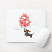 Cute Dachshund Valentine Heart Balloon Dog Lover  Muismat (Met muis)