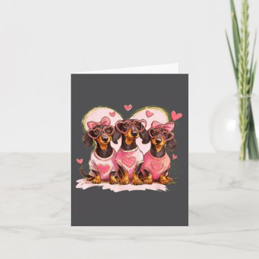 Cute Dachshund Valentines Heart Dog Lover Men Wome Kaart (Voorkant)