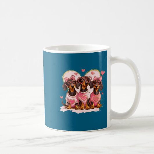Cute Dachshund Valentines Heart Dog Lover Men Wome Koffiemok (Rechts)