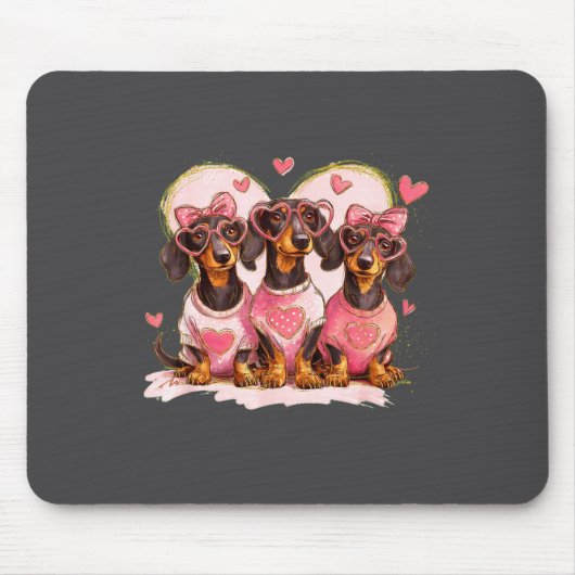Cute Dachshund Valentines Heart Dog Lover Men Wome Muismat (Voorkant)