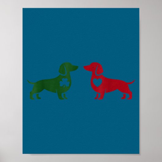 Cute Dachshund Valentines Patrick's Day Lover Dog Poster (Voorkant)
