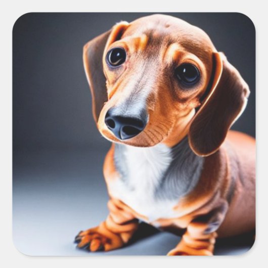 Cute Dachshund Vierkante Sticker (Voorkant)