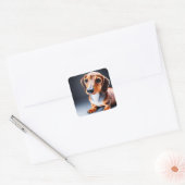 Cute Dachshund Vierkante Sticker (Envelop)