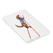 Cute dachshund walking on stilts magnet magneet (Rechterzijde)