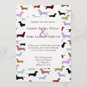 Cute Dachshund Wedding Invitation Kaart