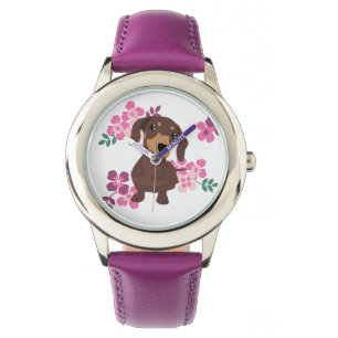 Cute dachshund weiner hondehond horloge