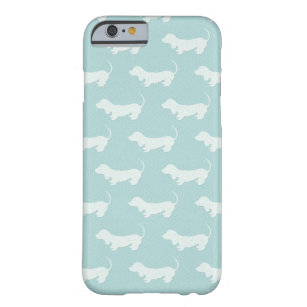 Cute Dachshund White Silhouettes op lichtblauw Barely There iPhone 6 Hoesje