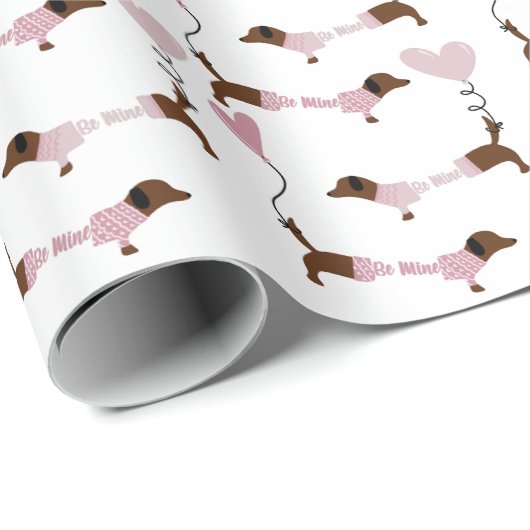 Cute Dachshund Wiener Dog be Mine Valentijns Cadeaupapier (Rol Hoek)