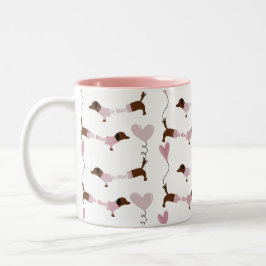 Cute Dachshund Wiener Dog be Mine Valentijns Coffe Tweekleurige Koffiemok