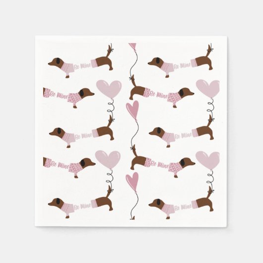 Cute Dachshund Wiener Dog be Mine Valentijns Servet (Voorkant)