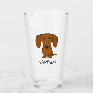 Cute Dachshund Wiener Dog Cartoon op maat Glas
