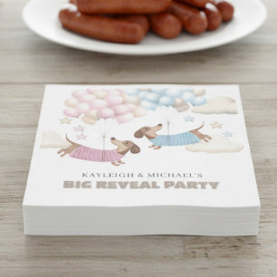 Cute Dachshund Wiener Dog Geslacht Reveal Feest Servet
