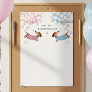 Cute Dachshund Wiener Dog Geslacht Reveal Spel Poster