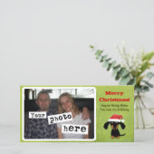 Cute Dachshund Wiener Dog Kerstmis Je foto Feestdagenkaart (Staand voorkant)