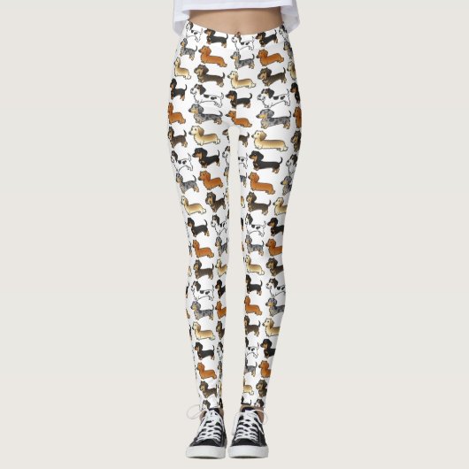 Cute Dachshund Wiener Dogs  Yoga Leggings (Voorkant)