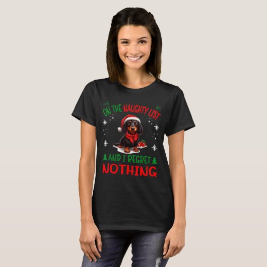 Cute Dachshund Wiener Doxie Dog Dog Christmas On T T-shirt (Voorkant volledig)
