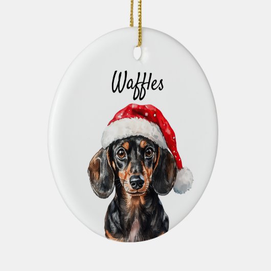 Cute Dachshund with Santa Hat Keramisch Ornament (Rechts)