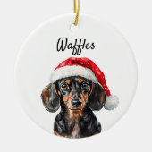 Cute Dachshund with Santa Hat Keramisch Ornament (Voorkant)