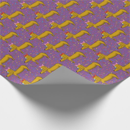 Cute Dachshund Wrapping Paper Cadeaupapier (Hoek)
