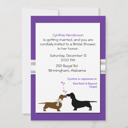 Cute Dachshunds Bridal Shower Invitation Kaart (Voorkant)