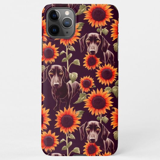 Cute Dachshunds Enchanted Sunflower Garden Drawing iPhone Hoesje (Achterkant)