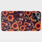 Cute Dachshunds Enchanted Sunflower Garden Drawing iPhone Hoesje (Achterkant horizontaal)