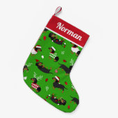 Cute Dachshunds Green Kleine Kerstsok (Voorkant (Hangend))