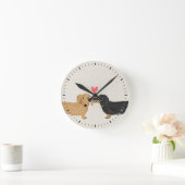 Cute Dachshunds Love Wiener Dogs with Heart Ronde Klok (Huis)