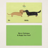 Cute Dachshunds Mistletoe Kiss kerstcadeaus Visitekaartje (Voorkant /achterkant)